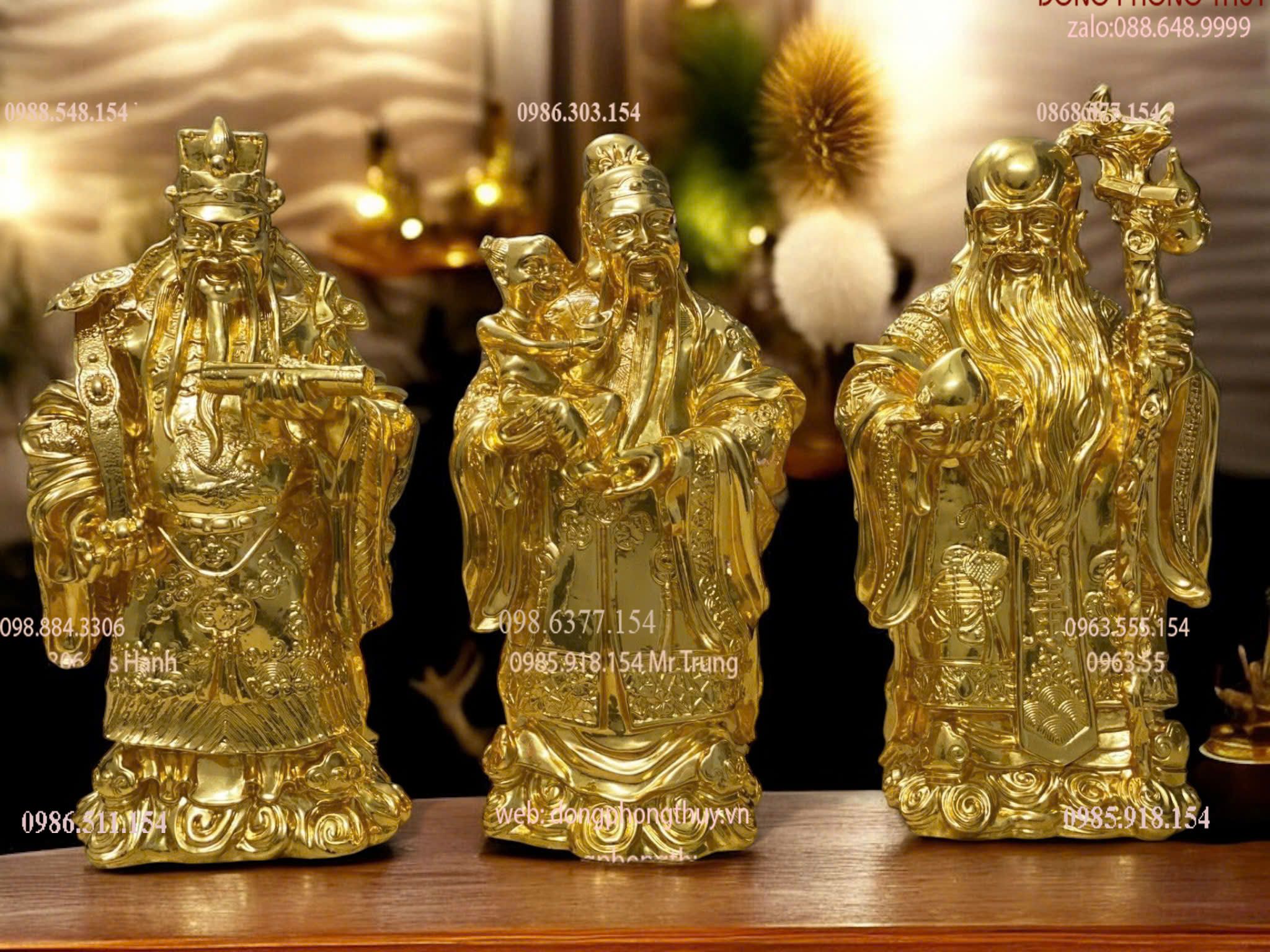 Tượng tam đa phúc lộc thọ dát vàng