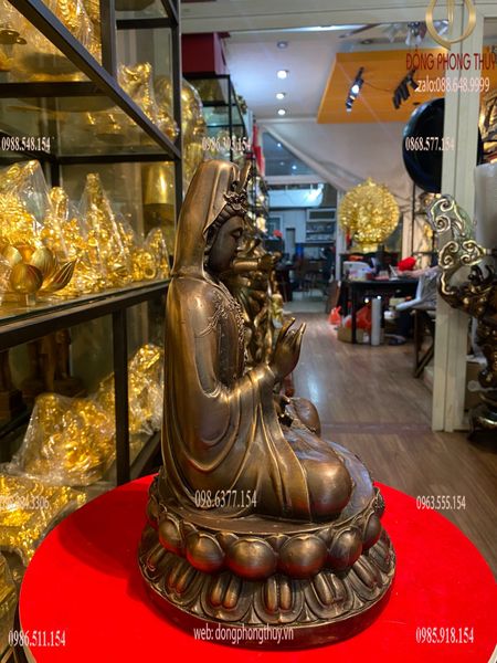 Tượng phật quan âm bằng đồng hun 30cm