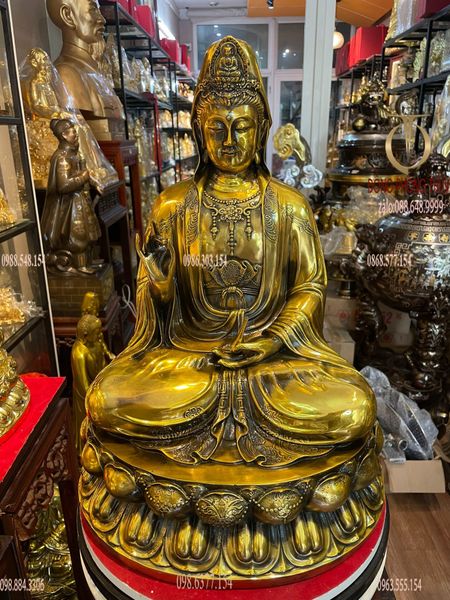 Tượng phật quan âm bằng đồng cao 50cm nặng 18kg