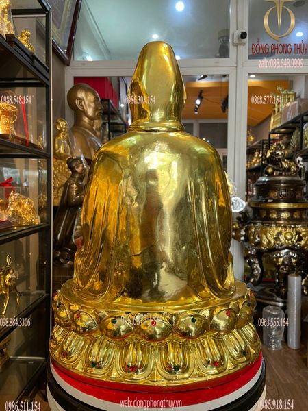 Tượng phật quan âm dát vàng vẽ diện màu cao cấp cao 50 nặng 18kg