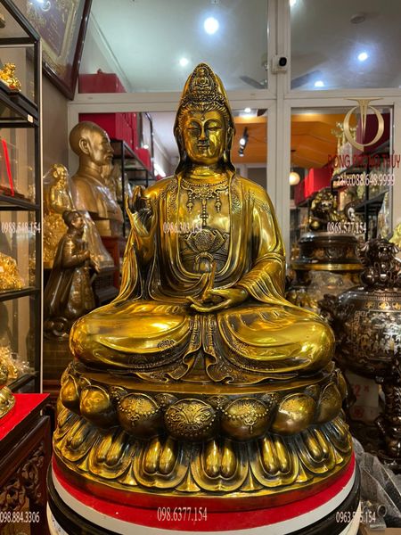 Tượng phật quan âm bằng đồng cao 50cm nặng 18kg