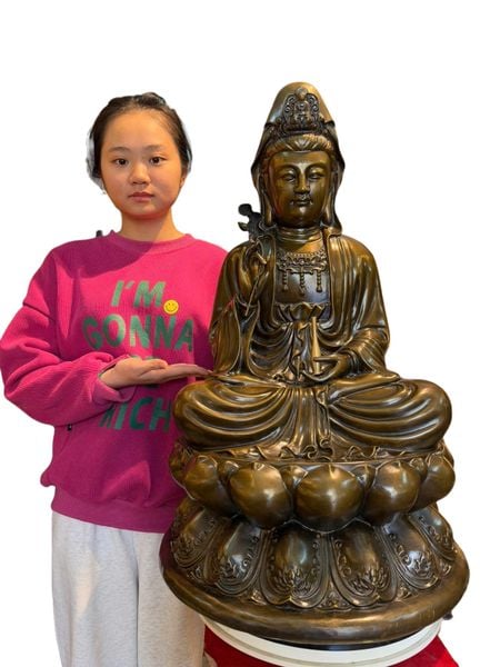 Tượng phật Quan Âm bằng đồng Cao 70 ngang 42 sâu 42cm nặng 58kg