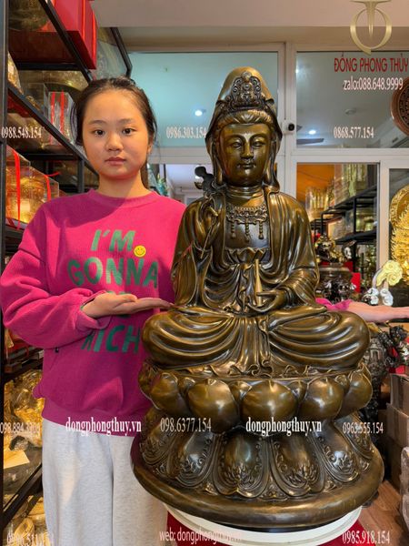 Tượng phật Quan Âm bằng đồng Cao 70 ngang 42 sâu 42cm nặng 58kg