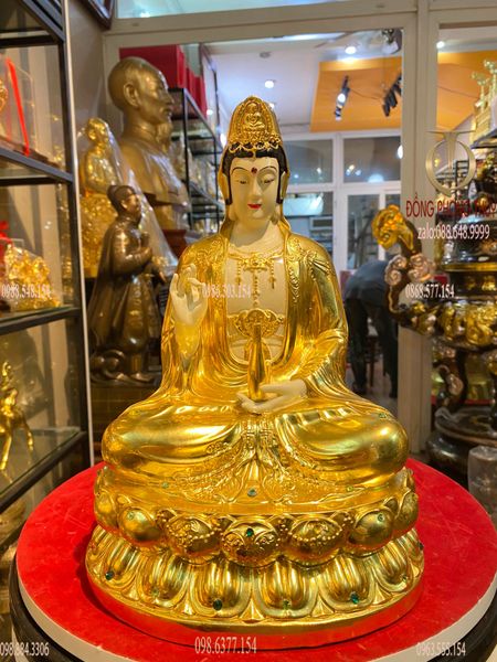 Tượng phật quan âm 30cm nặng 3kg dát vàng 24k