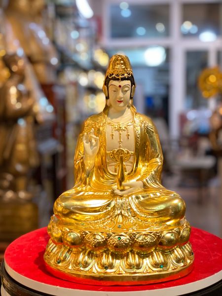Tượng phật quan âm 30cm nặng 3kg dát vàng 24k