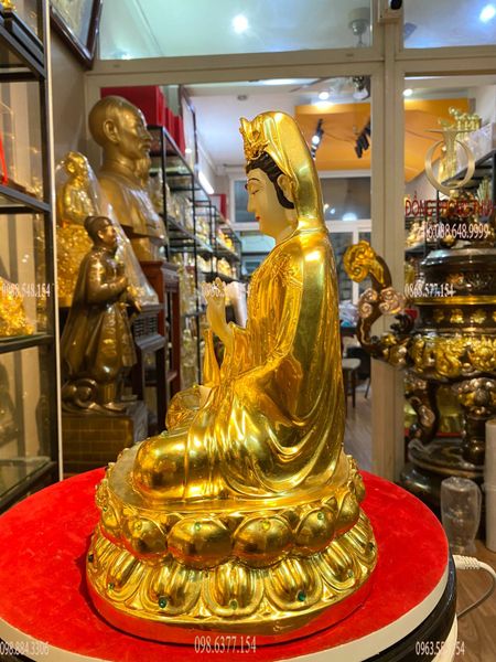 Tượng phật quan âm 30cm nặng 3kg dát vàng 24k