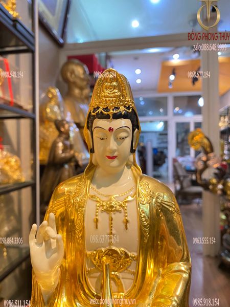 Tượng phật quan âm 30cm nặng 3kg dát vàng 24k