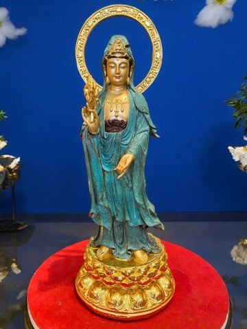 Tượng Quan Âm bằng đồng cao 45cm