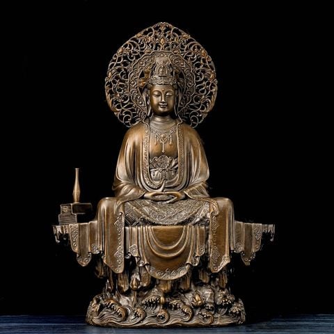 Tượng Quan Âm bằng đồng cao 45cm
