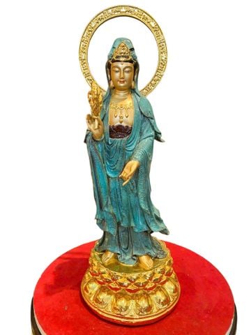 Tượng Quan Âm bằng đồng cao 45cm