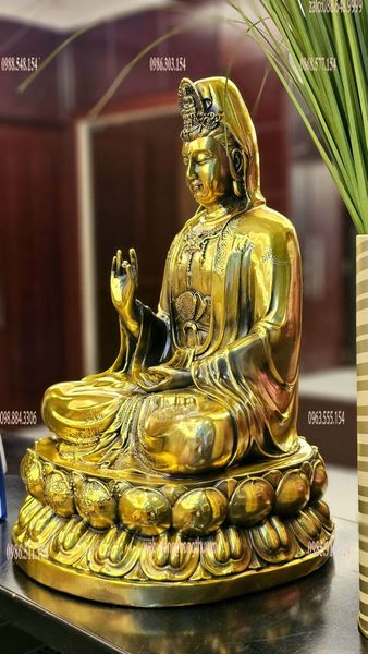 Tượng phật quan âm bằng đồng cao 40 nặng 11,5kg