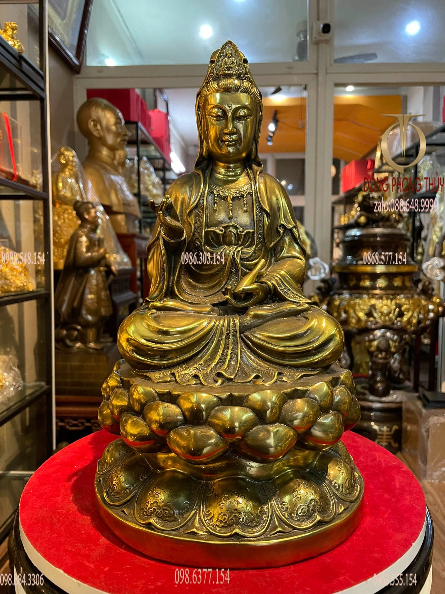 Tượng quan âm 40cm bằng đồng