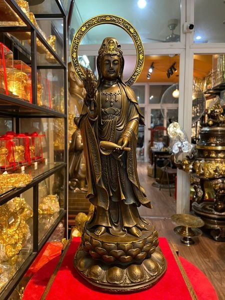 Tượng phật Quan Âm hào quang Cao 45, sâu 17 nặng 5kg