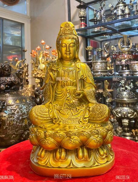 Tượng phật phật Quan Âm bằng đồng  Cao 29 ngang 17 sâu 16 nặng 2.8 kg