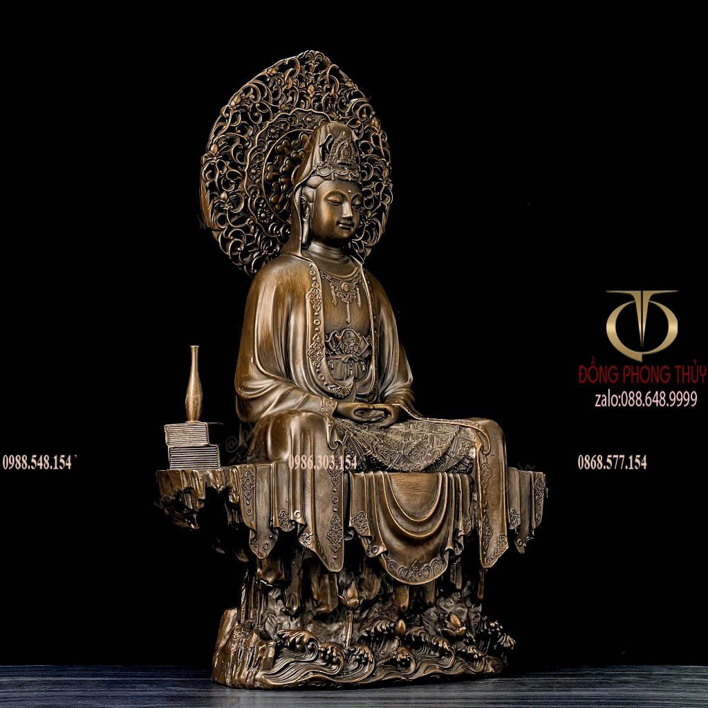 Tượng Quan Âm bằng đồng cao 45cm