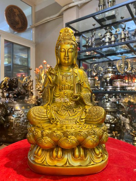 Tượng phật phật Quan Âm bằng đồng  Cao 29 ngang 17 sâu 16 nặng 2.8 kg