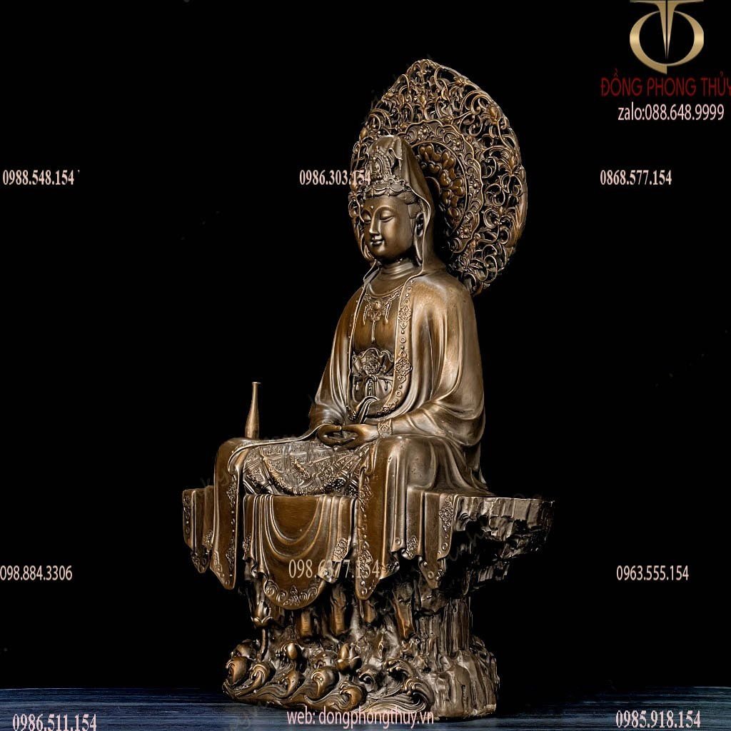 Tượng Quan Âm bằng đồng cao 45cm
