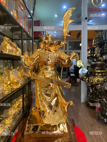 Tượng quan công 45cm bằng đồng mạ vàng 24k