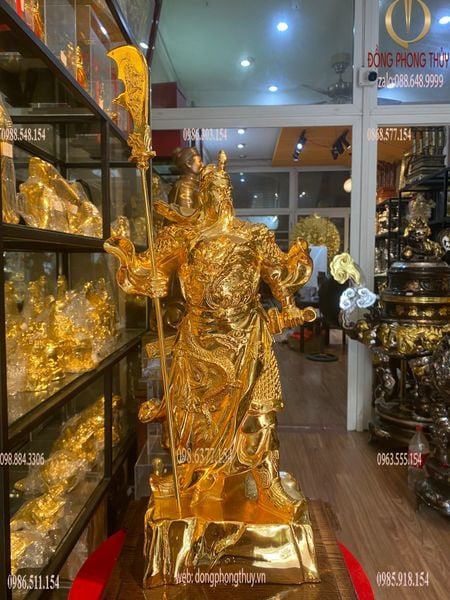 Tượng quan công 45cm bằng đồng mạ vàng 24k