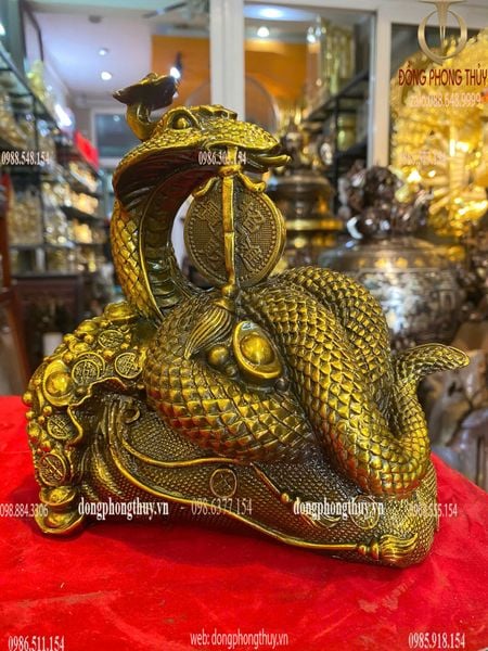 Tượng rắn cuộn đồng tiền Cao 20cm ngang 17cm nặng 2,5kg