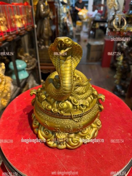 Tượng rắn phong thủy bằng đồng cao 25 ngang 22 sâu 20cm nặng 3,2kg