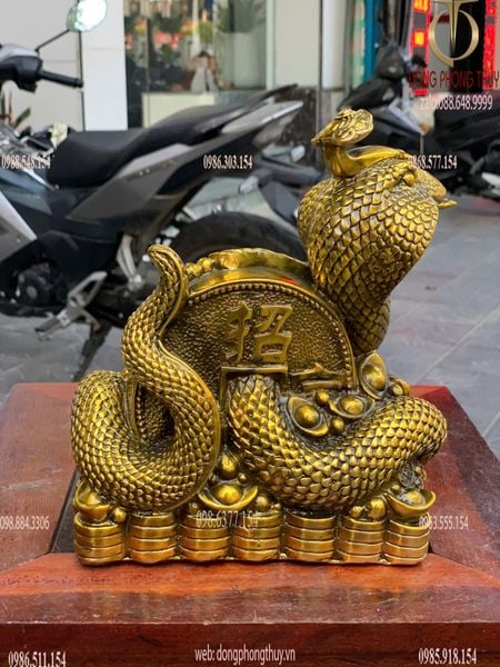 Tượng rắn cuộn đồng tiền Cao 20cm ngang 17cm nặng 2,5kg