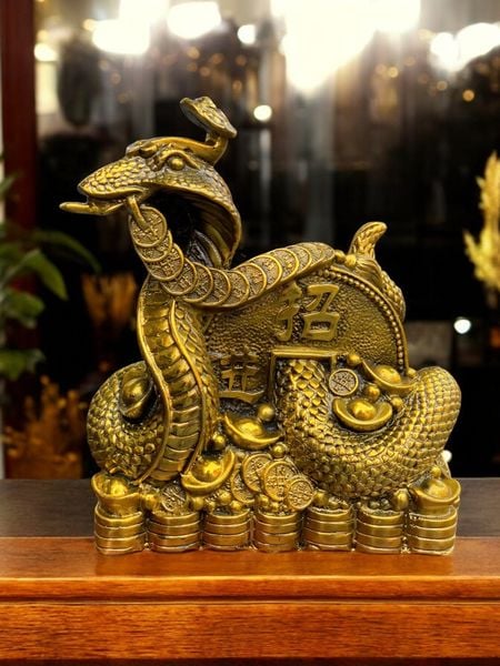 Tượng rắn cuộn đồng tiền Cao 20cm ngang 17cm nặng 2,5kg