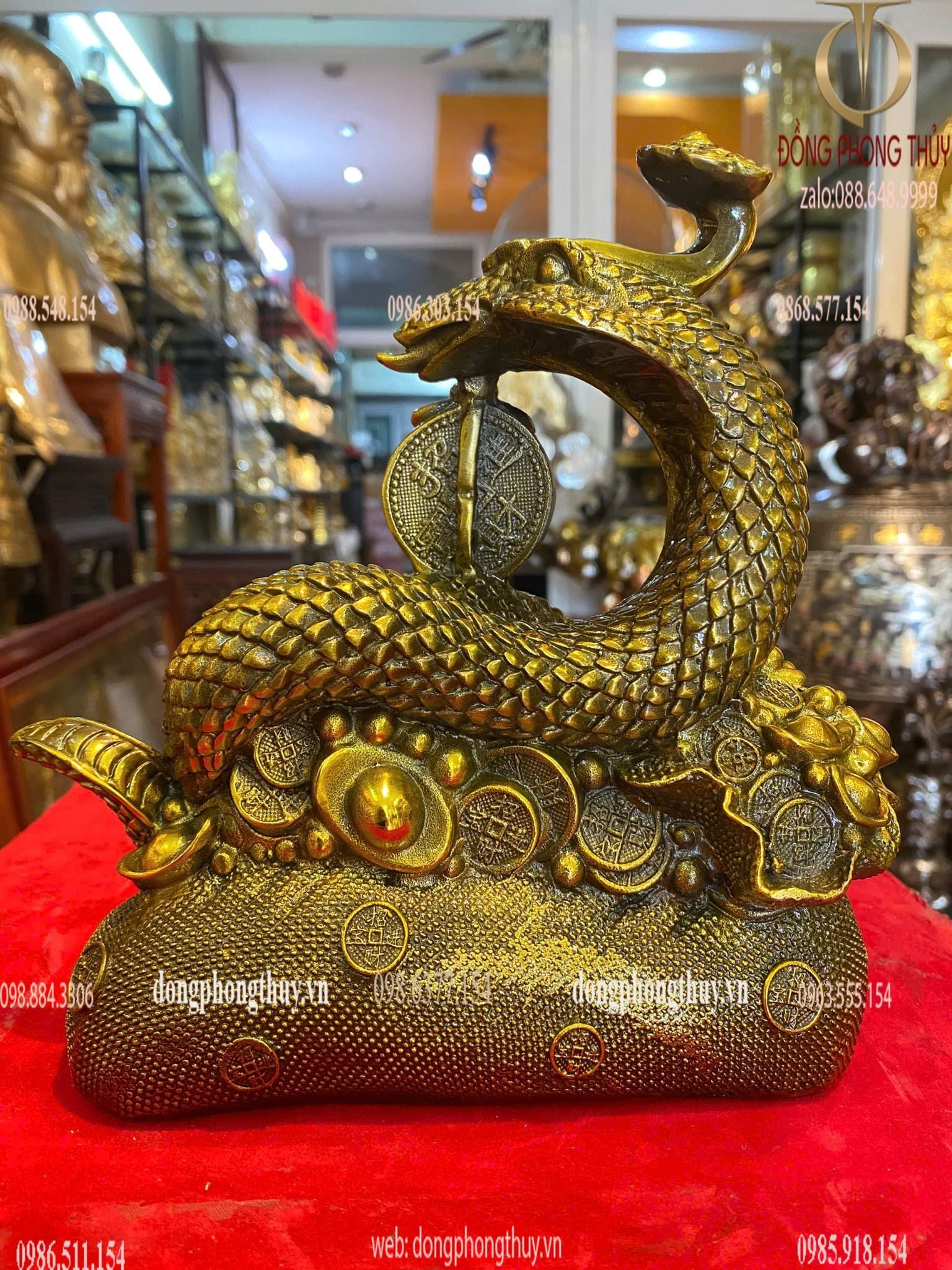 Tượng rắn cuộn đồng tiền Cao 20cm ngang 17cm nặng 2,5kg