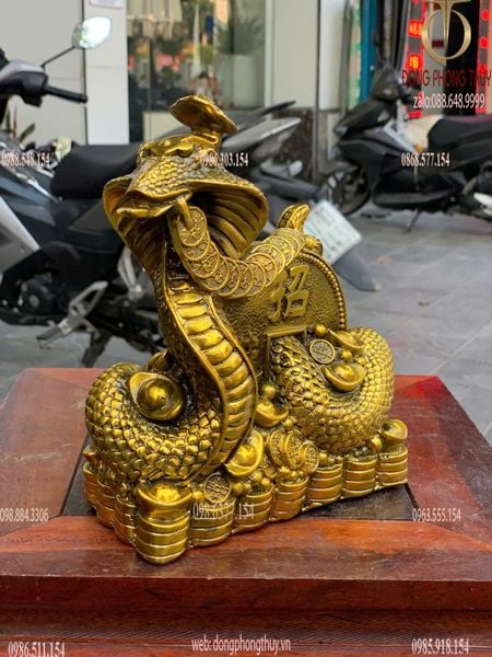 Tượng rắn cuộn đồng tiền Cao 20cm ngang 17cm nặng 2,5kg