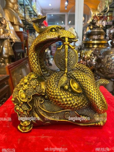 Tượng rắn cuộn đồng tiền Cao 20cm ngang 17cm nặng 2,5kg