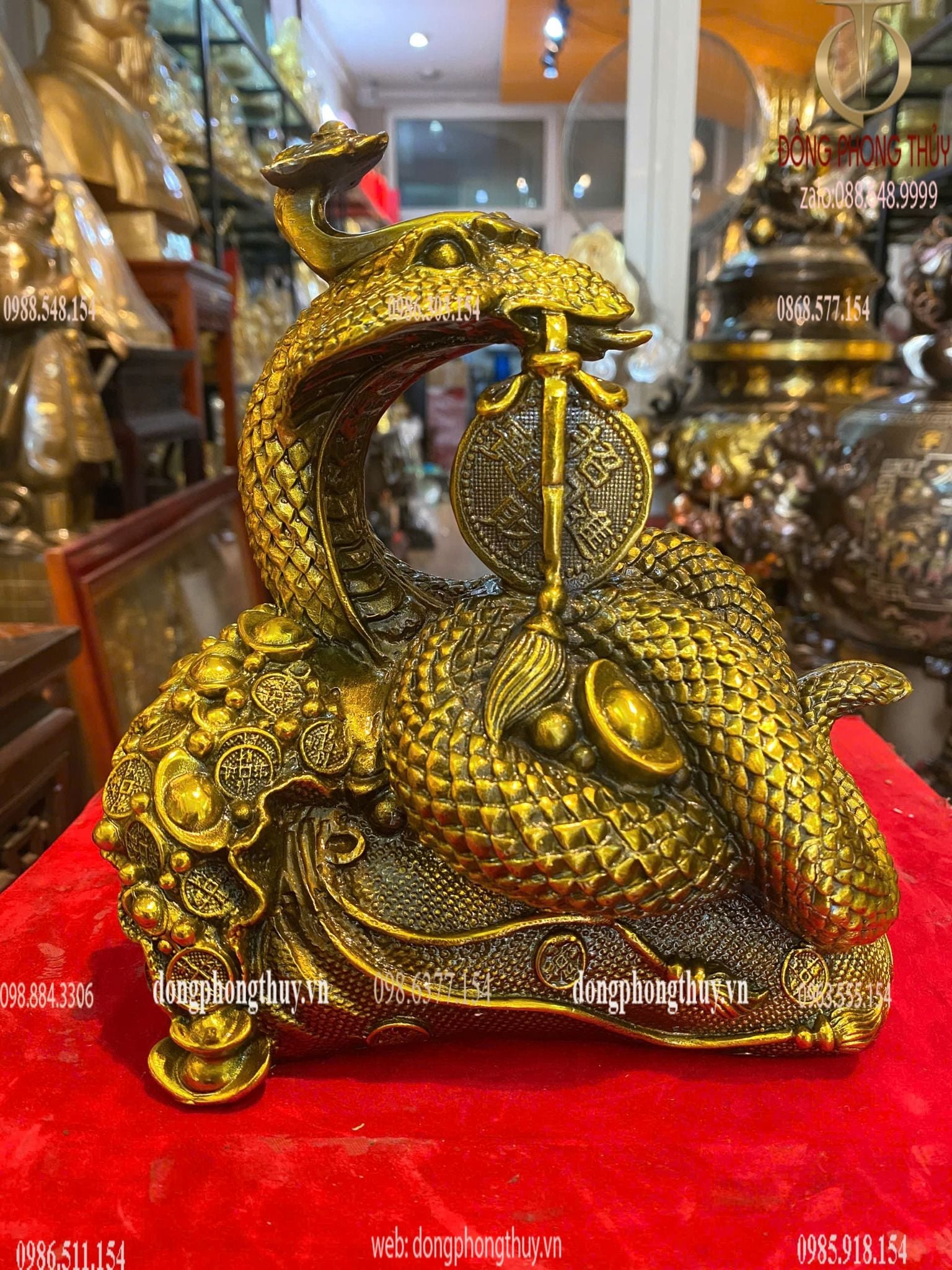 Tượng rắn cuộn đồng tiền Cao 20cm ngang 17cm nặng 2,5kg