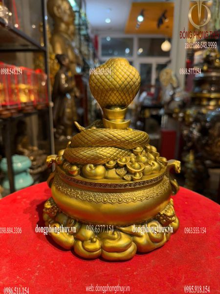 Tượng rắn phong thủy bằng đồng cao 25 ngang 22 sâu 20cm nặng 3,2kg