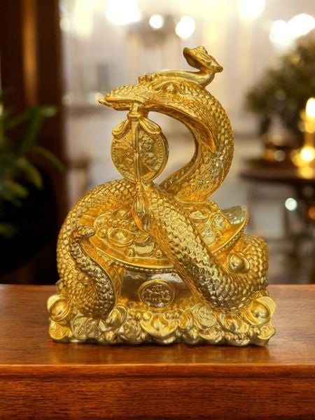 Tượng rắn phong thủy dát vàng 24K
