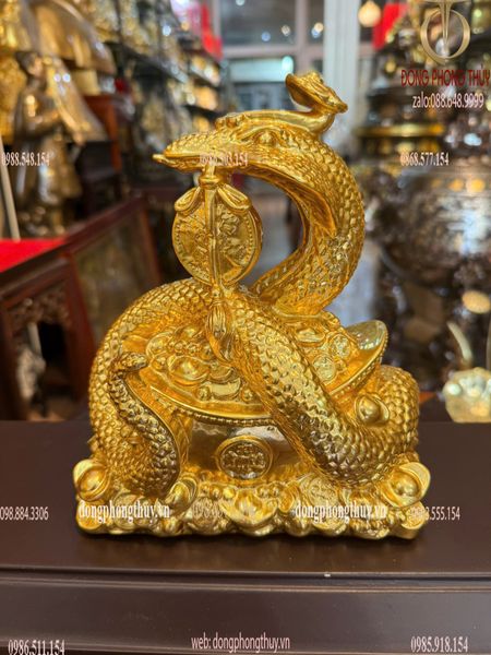 Tượng rắn phong thủy dát vàng 24K