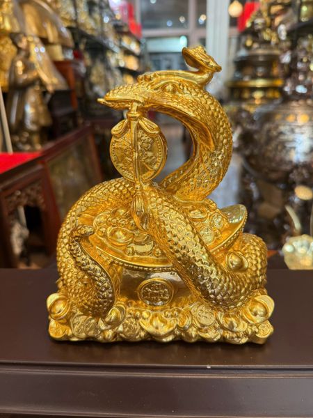 Tượng rắn phong thủy dát vàng 24K
