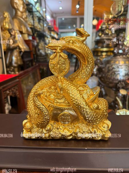 Tượng rắn phong thủy dát vàng 24K