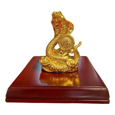 Tượng rắn bằng đồng dát vàng cao 18cm