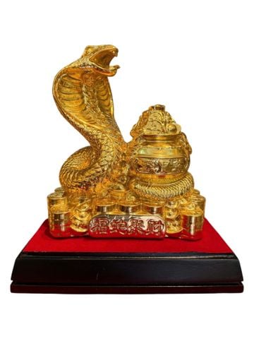 Tượng rắn phong thủy bằng đồng dát vàng 24k