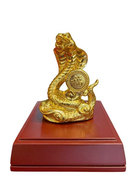 Tượng rắn bằng đồng dát vàng Cao 12 dài 8 sâu 4 nặng 400g