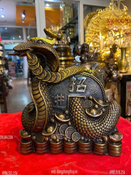 Tượng rắn phong thủy bằng đồng Cao 20cm ngang 17cm nặng 2,5kg