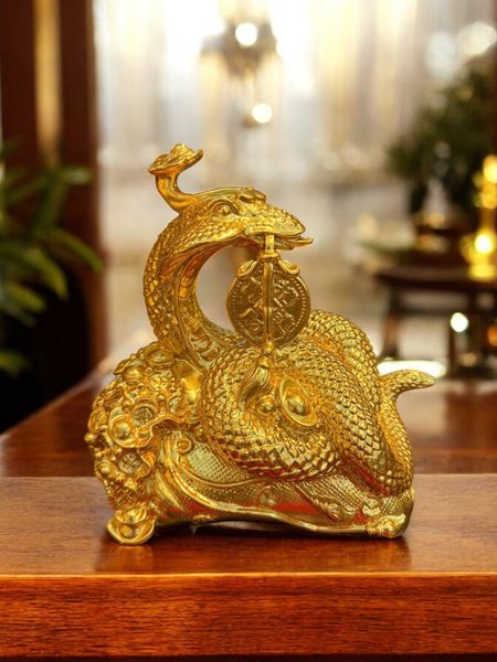 Tượng rắn phong thủy dát vàng 24K