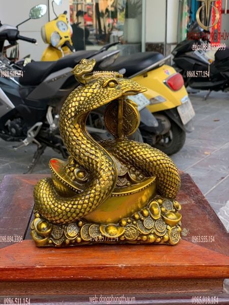 Tượng rắn cuộn đồng tiền Cao 20cm ngang 17cm nặng 2,5kg