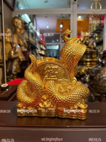 Tượng rắn phong thủy dát vàng 24K
