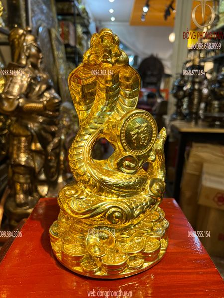 Tượng rắng mạ vàng phong thủy dát vàng 24k Cao 23 ngang 12 nặng 1,4kg