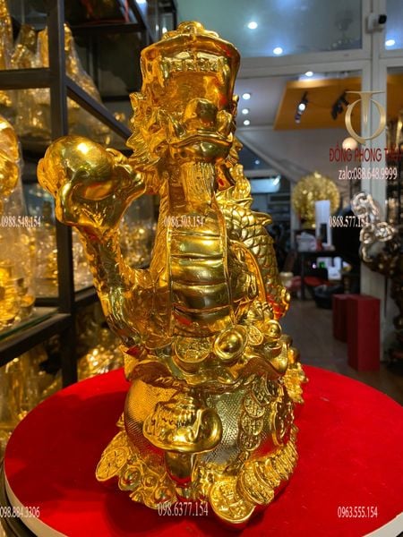 Tượng rồng mạ vàng - Tượng rồng bằng đồng dát vàng 24k