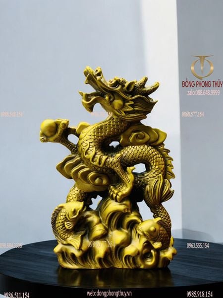 Tượng rồng phong thuỷ bằng đồng đế mây 25*17,5 nặng 2,5kg
