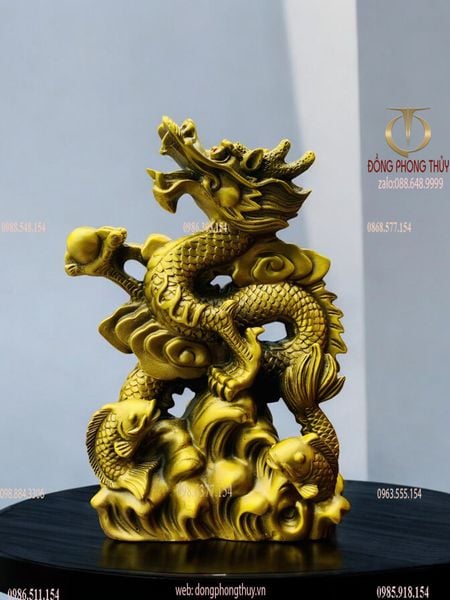 Tượng rồng phong thuỷ bằng đồng đế mây 25*17,5 nặng 2,5kg