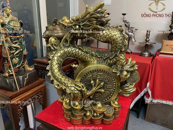 tượng rồng phong thủy bằng đồng cao 40cm ngang 35cm nặng 7kg