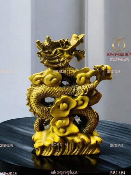 Tượng rồng phong thuỷ bằng đồng đế mây 25*17,5 nặng 2,5kg