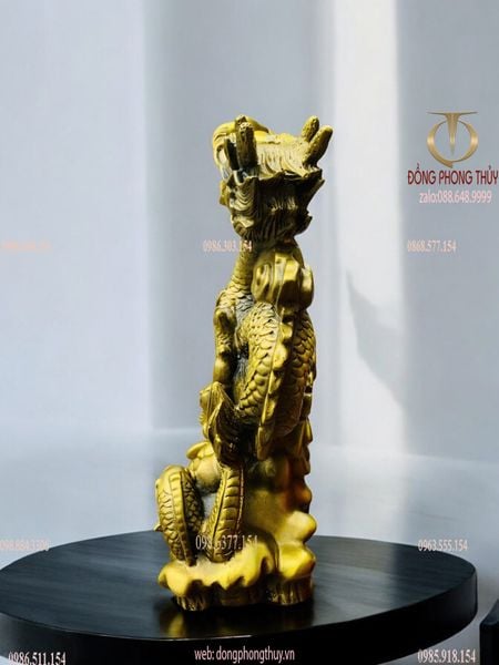 Tượng rồng phong thuỷ bằng đồng đế mây 25*17,5 nặng 2,5kg